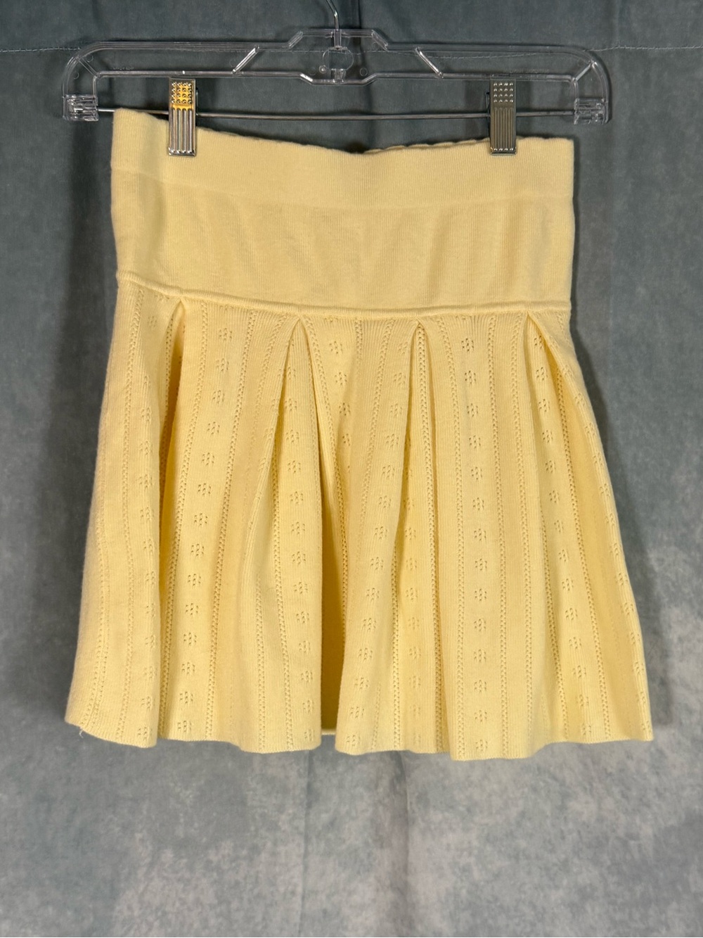 Hippie Rose Pleated Knit Skirt Butter Yellow XS